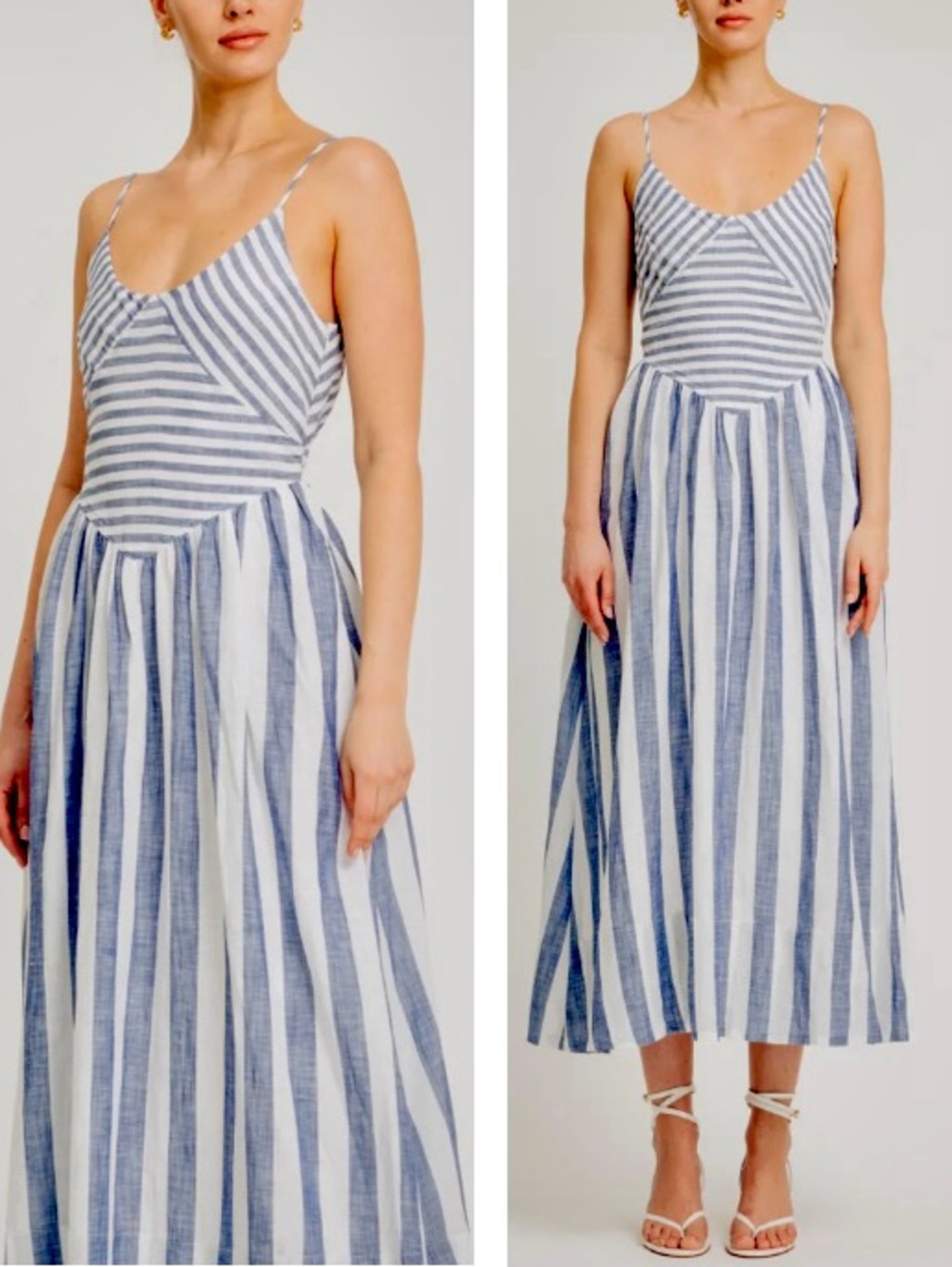 Torn by Ronny Kobo Melinda Spaghetti stripes sundress striped blue white size M